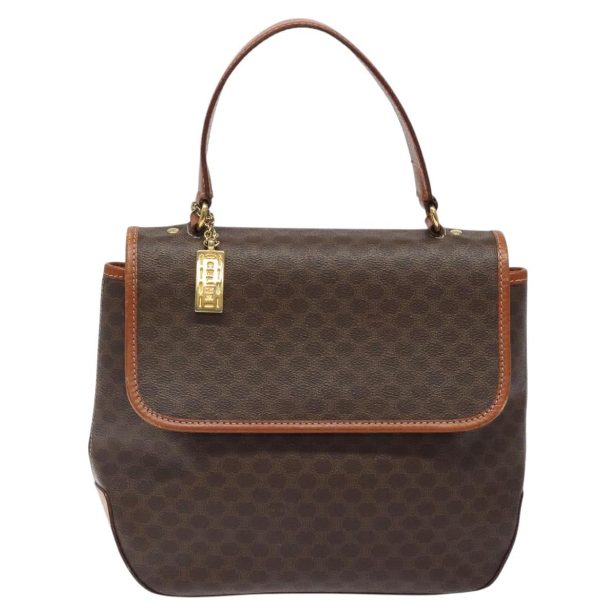 Celine Macadam Handbag Macadam with leather, BROWN, CANVAS, Handbag