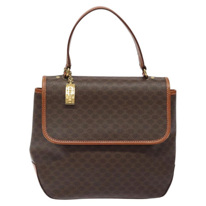Celine Macadam Handbag Macadam with leather, BROWN, CANVAS, Handbag