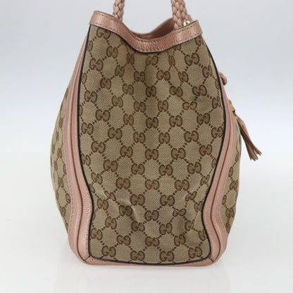 Gucci Bella Tote GG Canvas with Leather, BEIGE, CANVAS, Tote bag