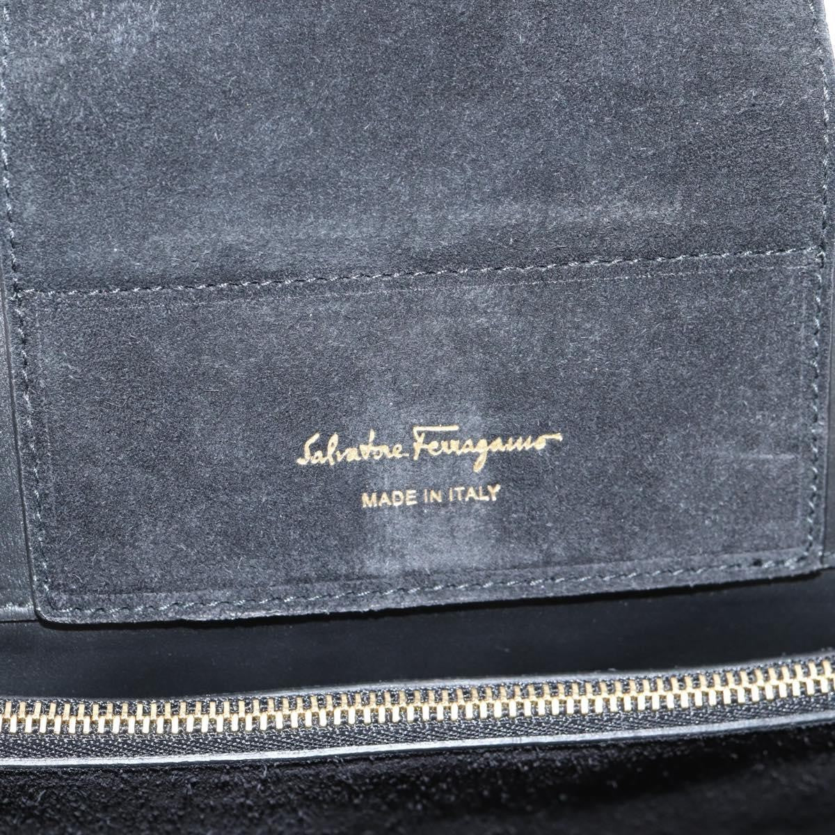 Salvatore Ferragamo Gancini Convertible Tote Quilted Leather, BLACK, LEATHER, Tote bag