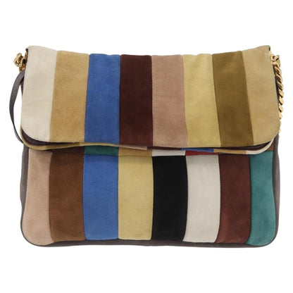 Celine Triomphe Chain Shoulder Bag Leather, MULTICOLOUR, SUEDE, Crossbody bag