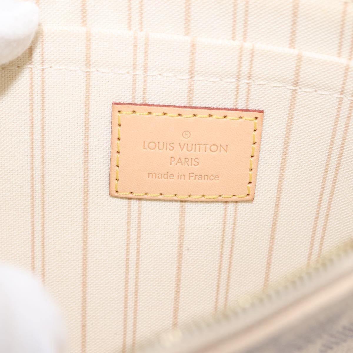 Louis Vuitton Neverfull Pochette Damier, WHITE, CANVAS, Clutche & pouche