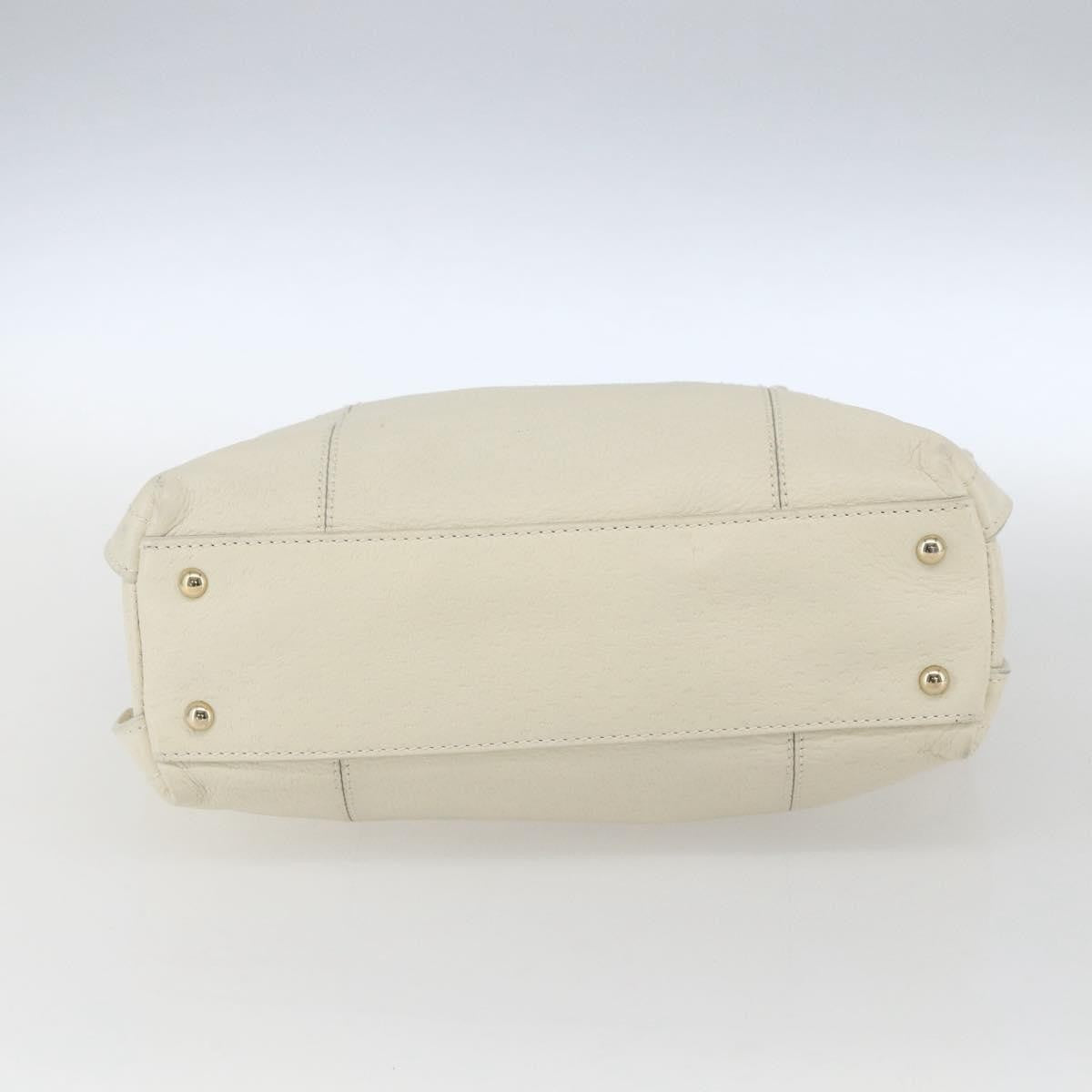 Salvatore Ferragamo Gancini handbag Leather, WHITE, LEATHER, Handbag