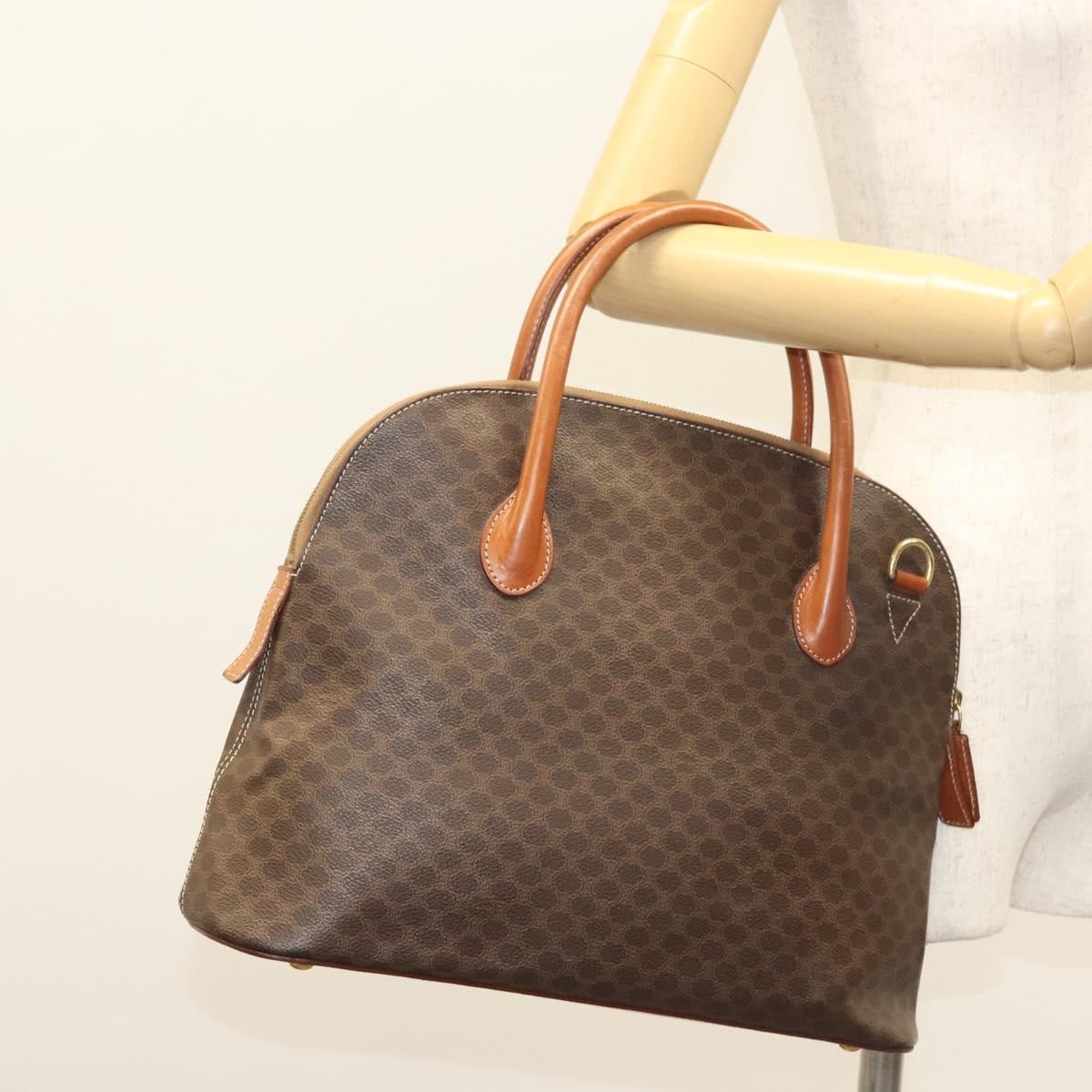 Celine Macadam Handbag Macadam with leather, Brown, Canvas, Handbag
