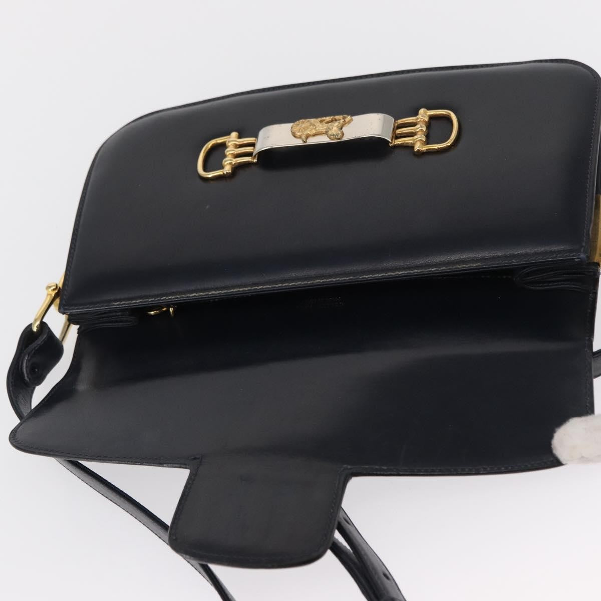 Celine Vintage Carriage Flap Bag Leather, NAVY, LEATHER, Shoulder bag