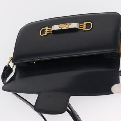 Celine Vintage Carriage Flap Bag Leather, NAVY, LEATHER, Shoulder bag