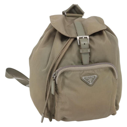 Prada Front Pocket Buckle Backpack Nylon, BEIGE, NYLON, Backpack