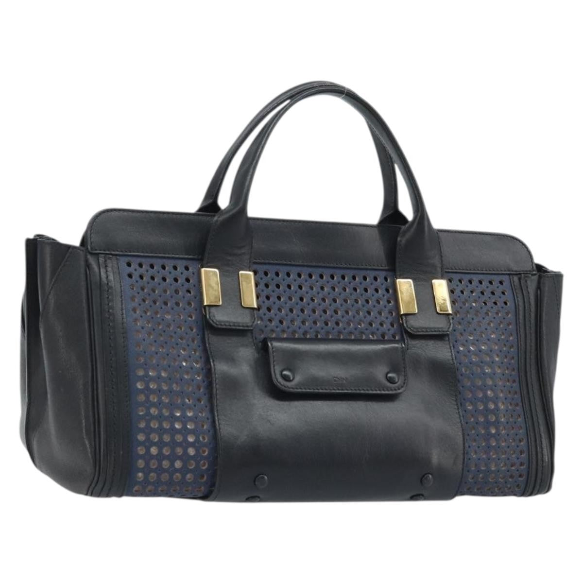 Chloe Alice Satchel Leather, Black, Leather, Handbag