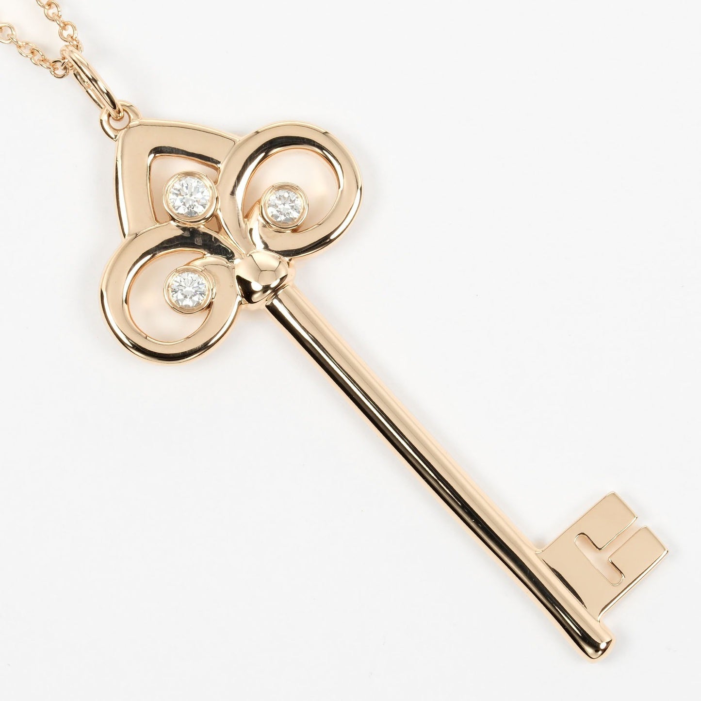 Tiffany & Co. Fleur de Lis Key Pendant Necklace 18K Pink gold and Diamonds, GOLD, PINK_GOLD, Necklace