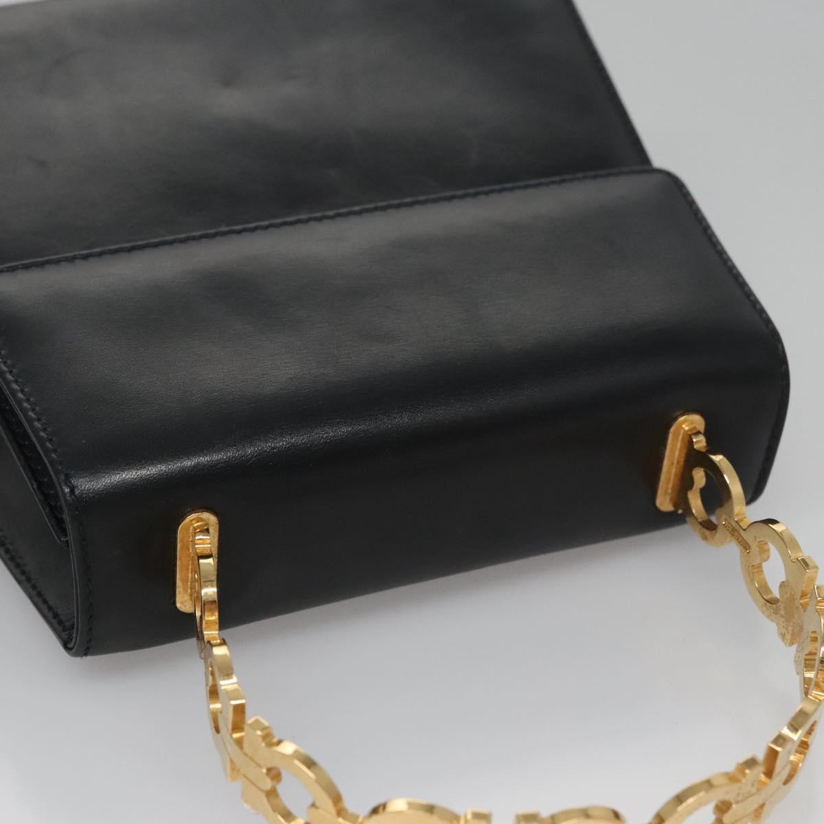 Salvatore Ferragamo Gancini handbag Leather, BLACK, LEATHER, Handbag