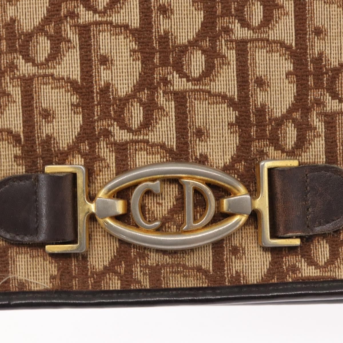 Christian Dior Vintage Trotter Shoulder Bag Canvas, BEIGE, CANVAS, Shoulder bag