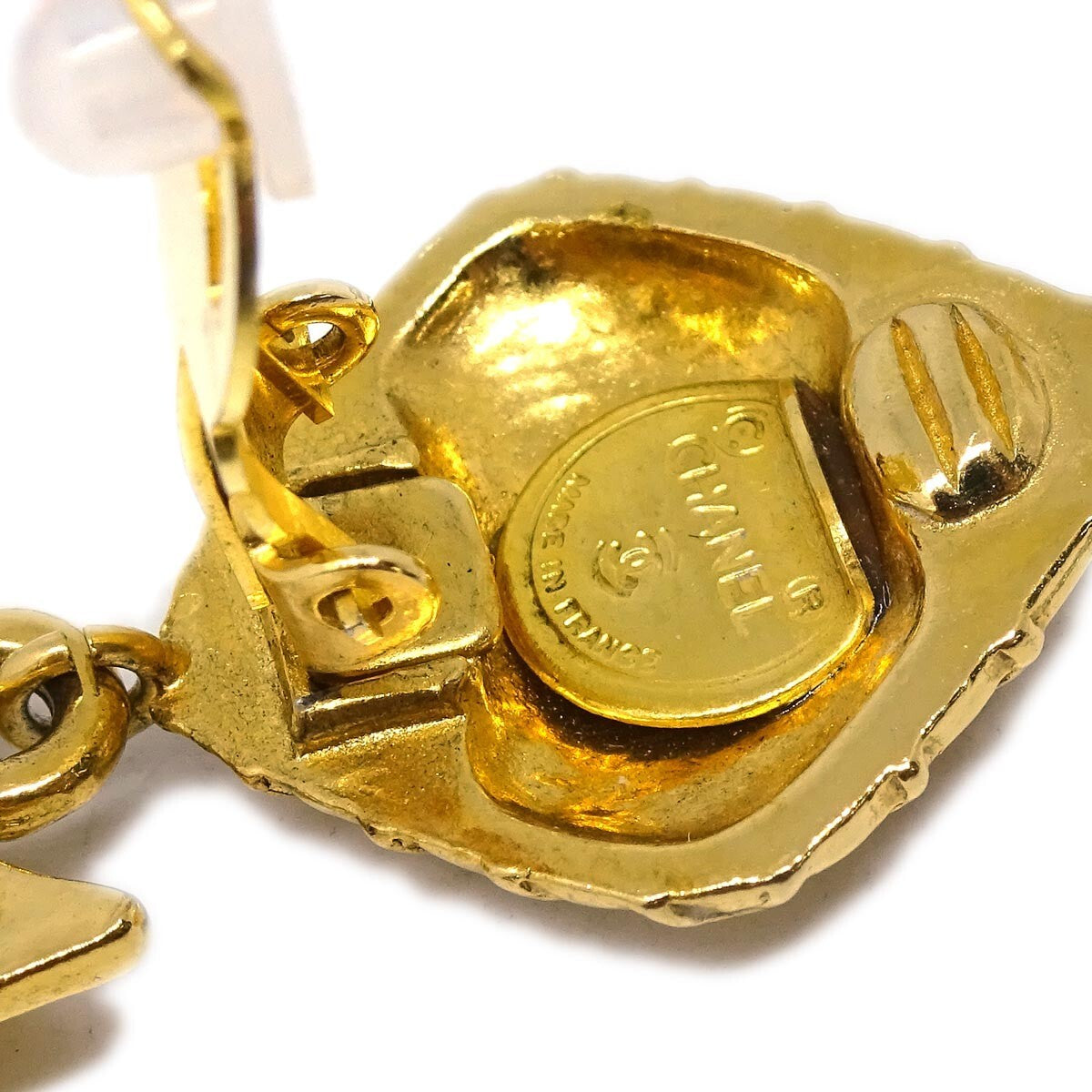 Chanel CC Rhombus Clip-On Earrings Metal, GOLD, GOLD_PLATED, Earrings