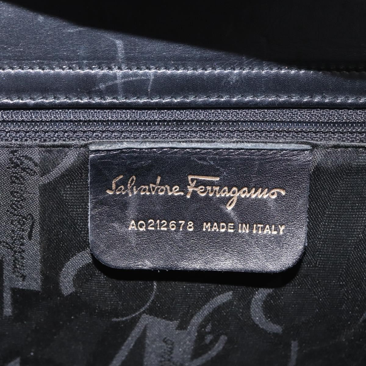 Salvatore Ferragamo Gancini handbag Leather, BLACK, LEATHER, Handbag