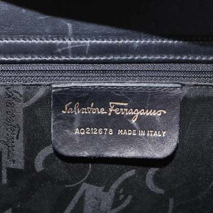 Salvatore Ferragamo Gancini handbag Leather, BLACK, LEATHER, Handbag
