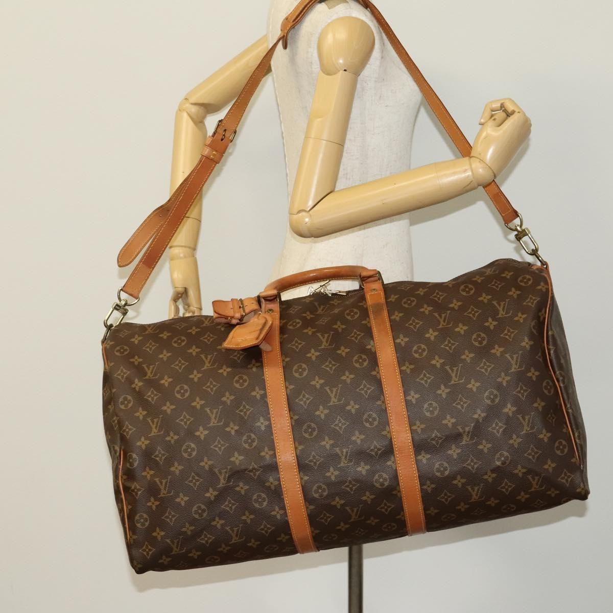 Louis Vuitton Keepall Bandouliere Bag Monogram Canvas, BROWN, CANVAS, Travel bag