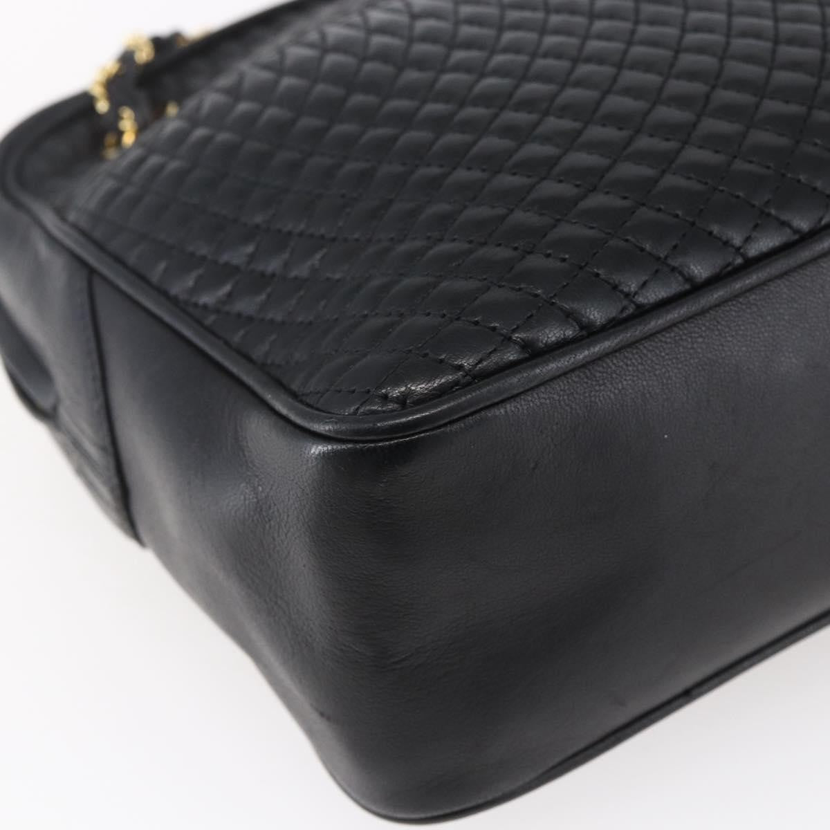 Bally Vintage Chain Shoulder Bag Quilted Leather, BLACK, LEATHER, Shoulder bag