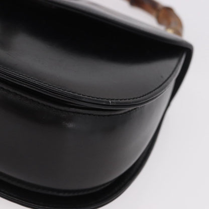 Gucci Vintage Convertible Bamboo Top Handle Bag Leather, Black, Leather, Handbag