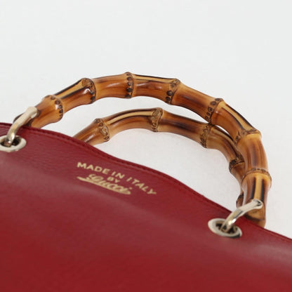Gucci Bamboo Shopper Tote Leather, RED, LEATHER, Tote bag
