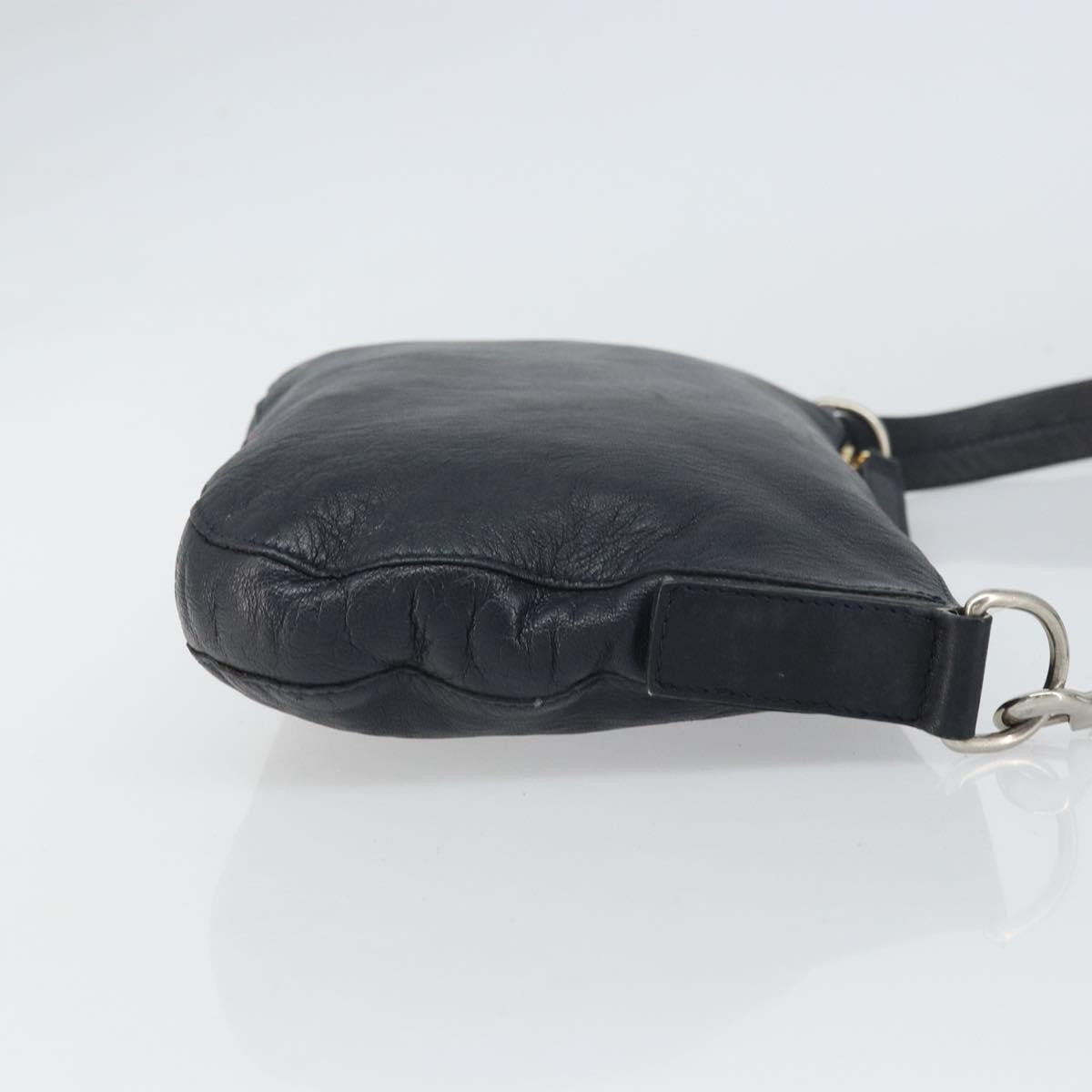 Celine Vintage Shoulder Bag Leather, NAVY, LEATHER, Shoulder bag