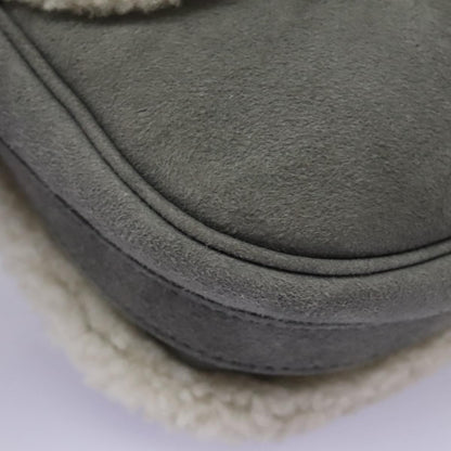 Christian Dior Bobby Flap Bag Shearling and Suede, GRAY, SUEDE, Shoulder bag