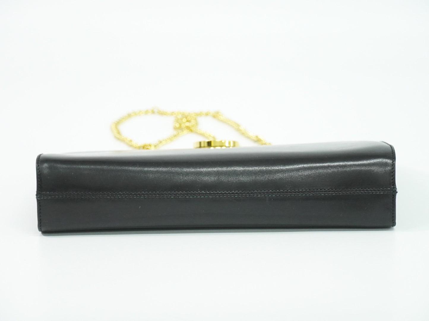 Salvatore Ferragamo Vintage Gancini Chain Shoulder Bag Leather, BLACK, LEATHER, Shoulder bag
