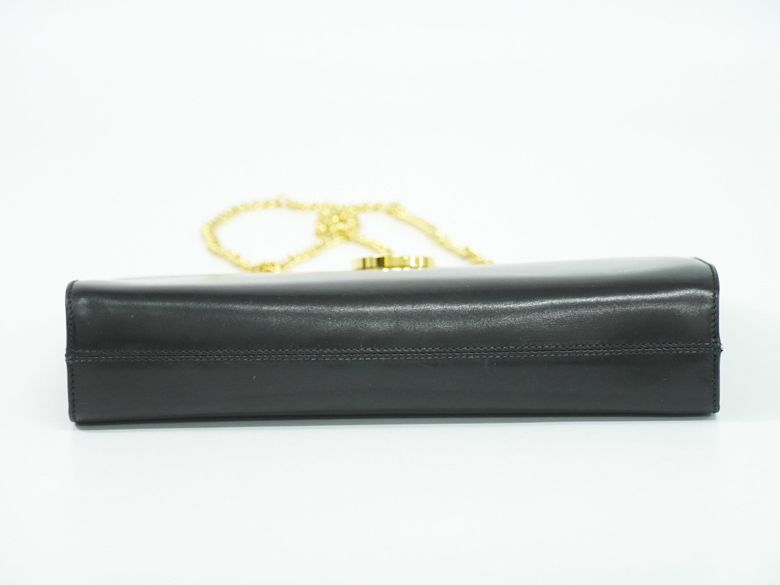 Salvatore Ferragamo Vintage Gancini Chain Shoulder Bag Leather, BLACK, LEATHER, Shoulder bag