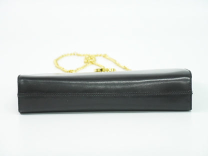Salvatore Ferragamo Vintage Gancini Chain Shoulder Bag Leather, BLACK, LEATHER, Shoulder bag