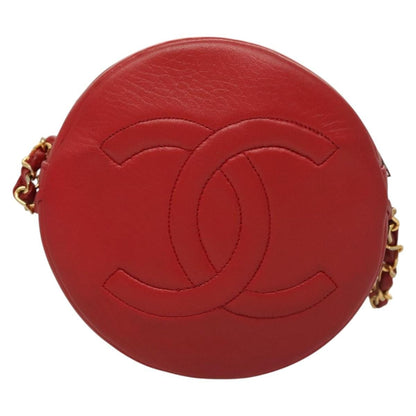 Chanel Vintage Round Tassel Crossbody Bag Quilted Lambskin, RED, LEATHER, Shoulder bag