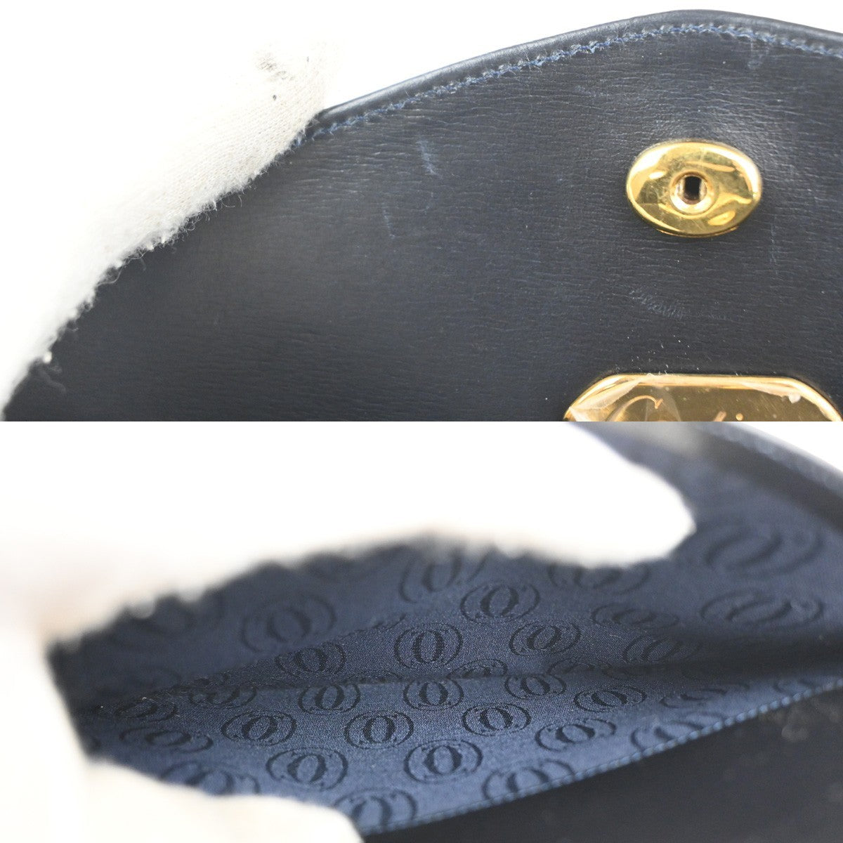 cartier Vintage Shoulder Bag Leather, Navy, Leather, Shoulder Bag