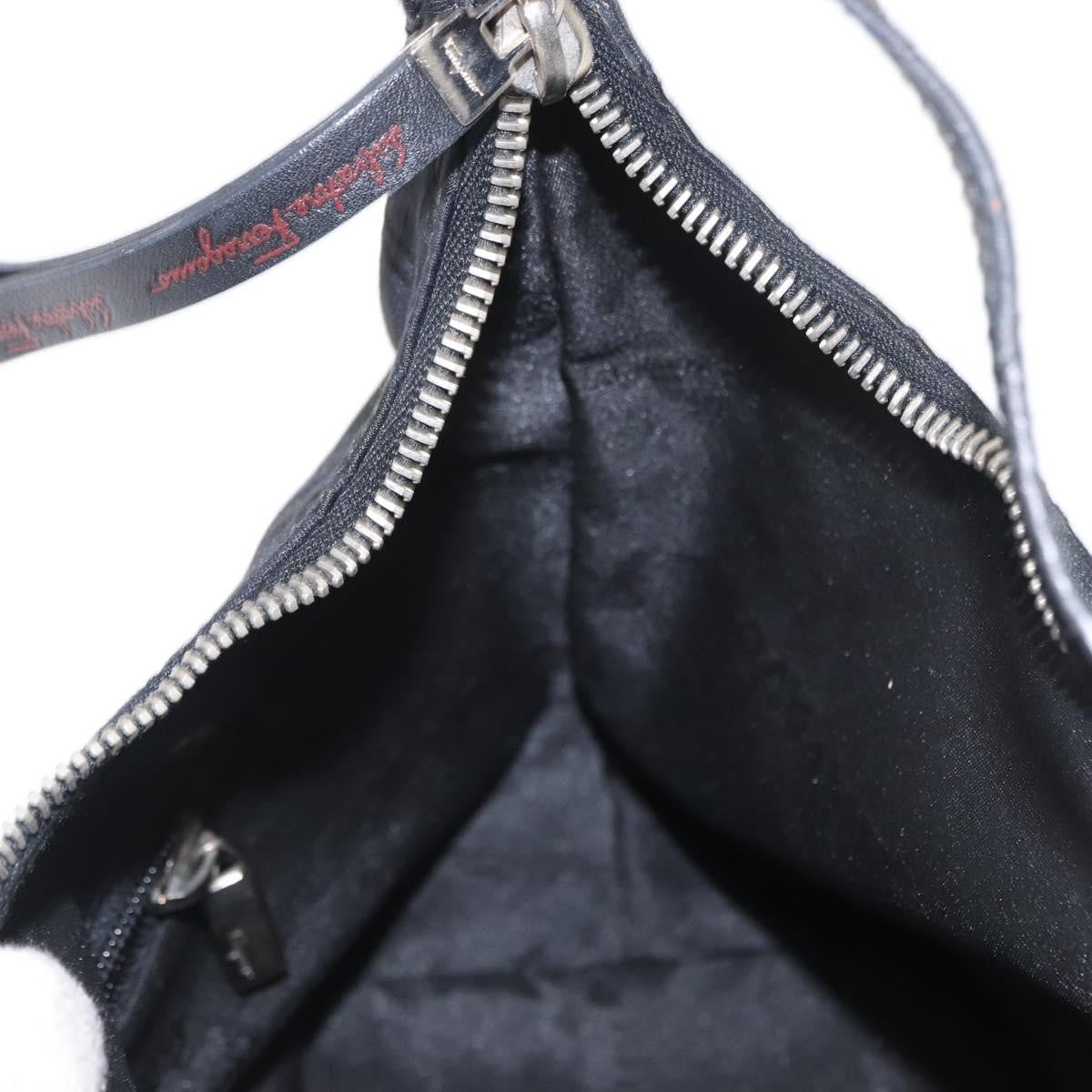 Salvatore Ferragamo Gancini Shoulder Bag Nylon, BLACK, LEATHER, Shoulder bag