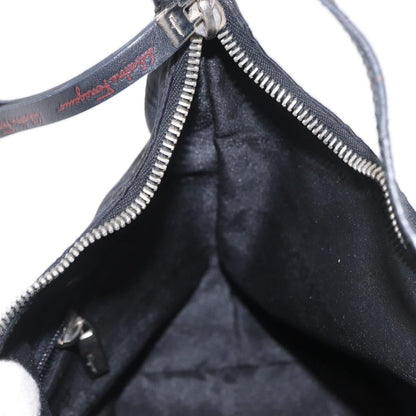 Salvatore Ferragamo Gancini Shoulder Bag Nylon, BLACK, LEATHER, Shoulder bag