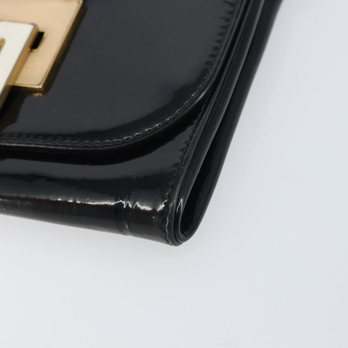 Fendi Vintage Shoulder Bag Enamel, BLACK, PATENT_LEATHER, Shoulder bag