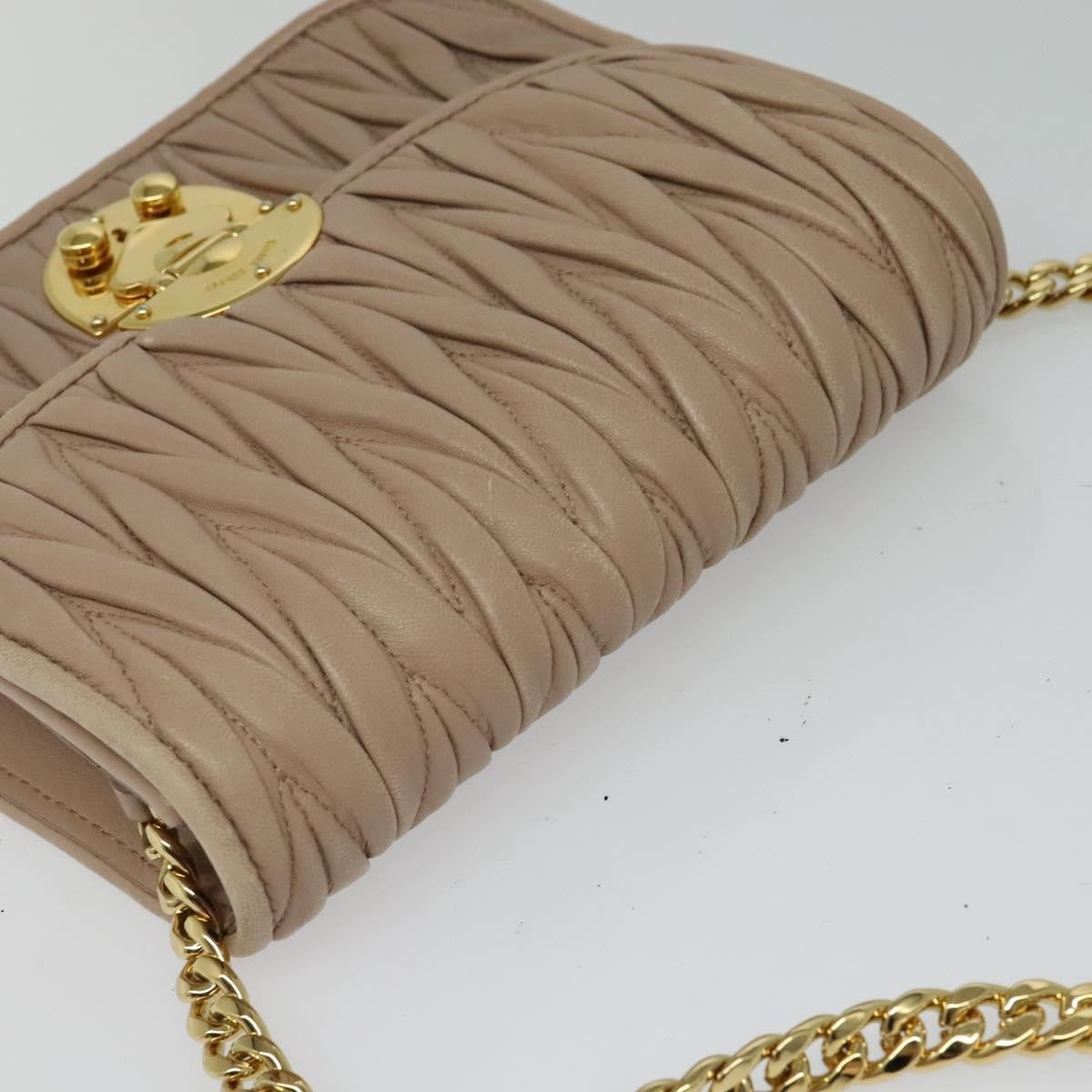 Miu Miu Chain Flap Crossbody Bag Matelasse Leather, BEIGE, LEATHER, Crossbody bag