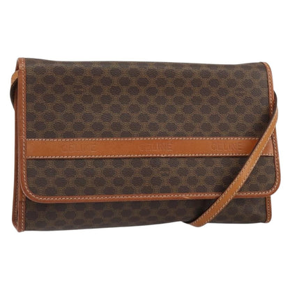 Celine Vintage Macadam Shoulder Bag Canvas and Leather, BROWN, CANVAS, Shoulder bag