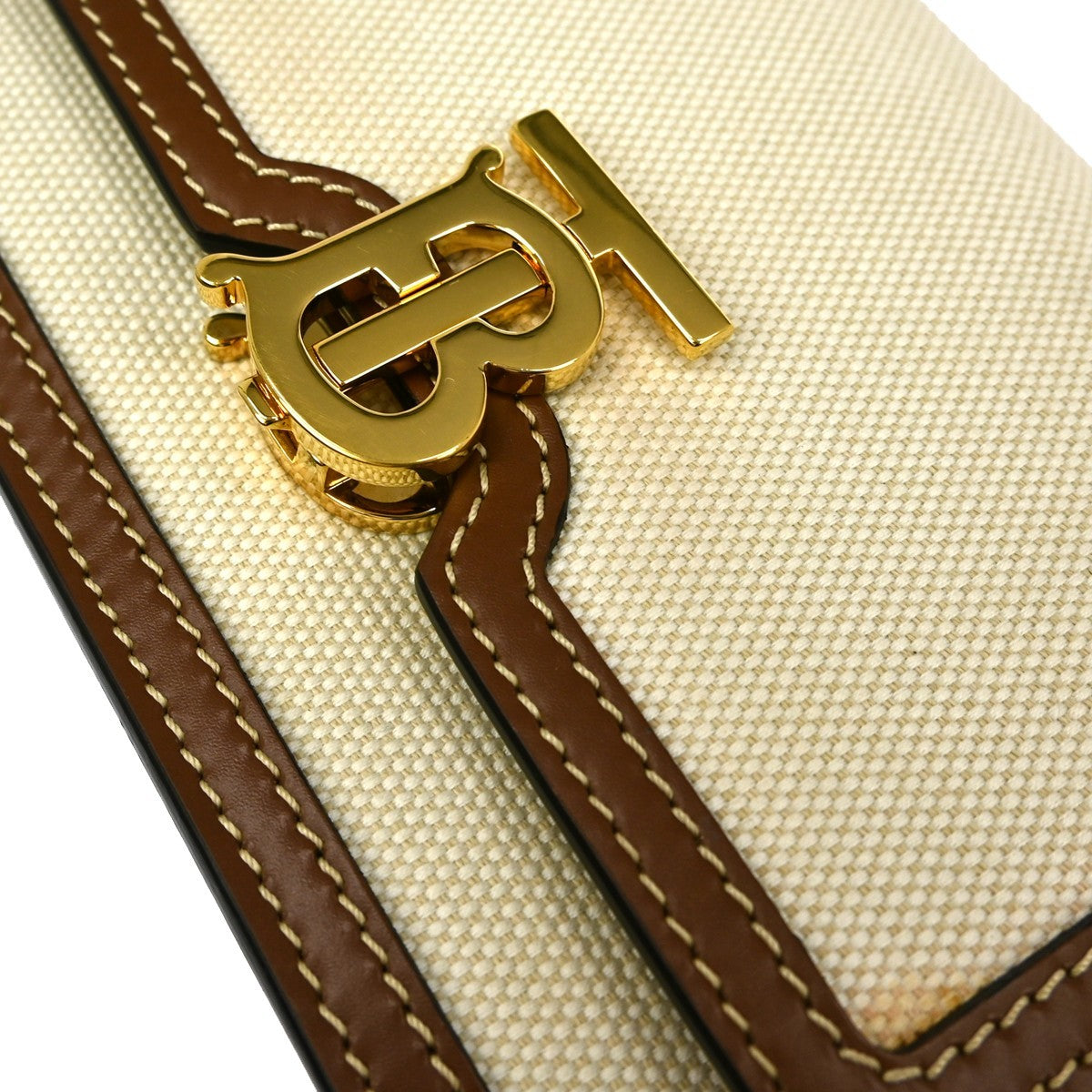 Burberry TB Flap Bag Canvas, BEIGE, CANVAS, Clutche & pouche