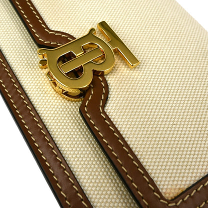 Burberry TB Flap Bag Canvas, BEIGE, CANVAS, Clutche & pouche