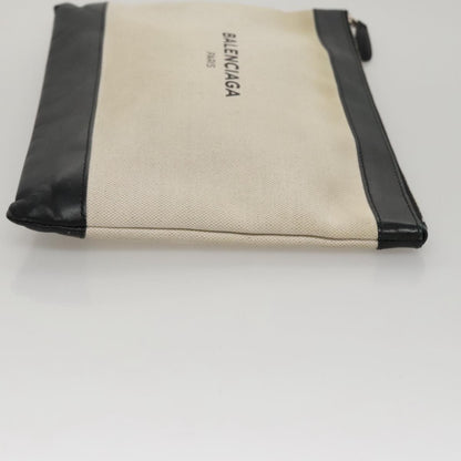Balenciaga Navy Zip Pouch Canvas and Leather, BLACK, CANVAS, Clutche & pouche