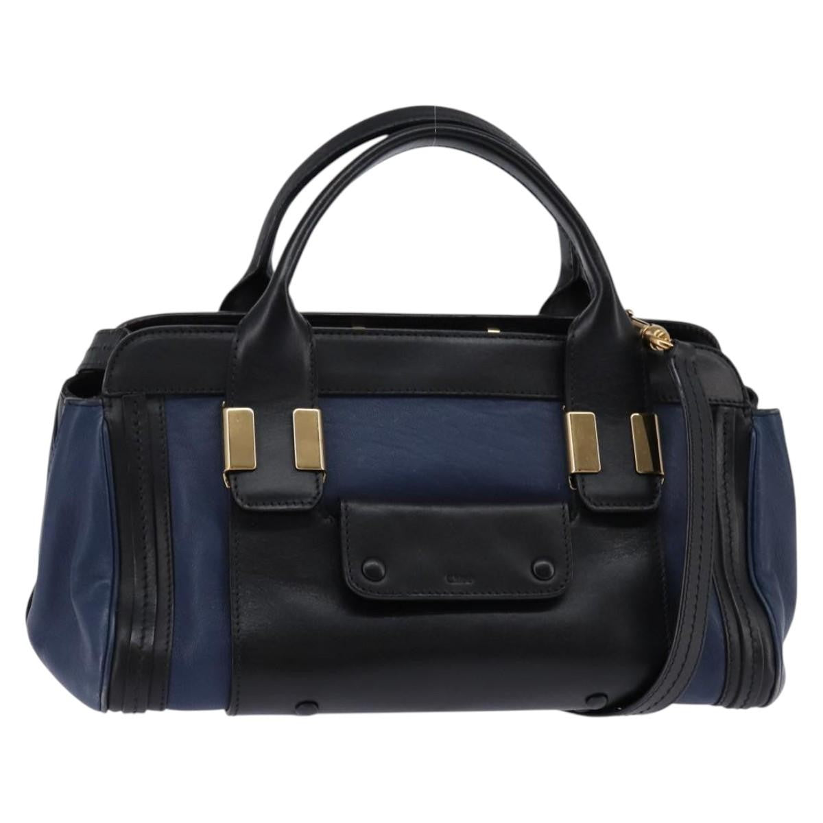 Chloe Alice Satchel Leather, NAVY, LEATHER, Handbag