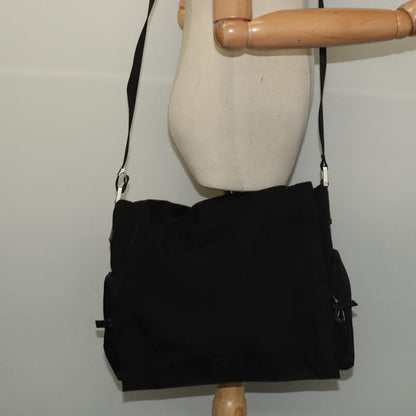 Gucci Side Pocket Flap Messenger Bag Nylon, BLACK, NYLON, Shoulder bag