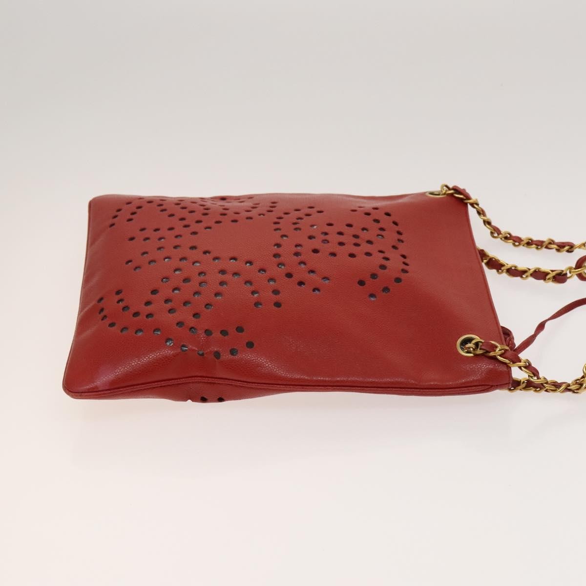 Chanel Triple CC Chain Shoulder Bag Caviar Leather, RED, LEATHER, Shoulder bag
