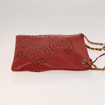 Chanel Triple CC Chain Shoulder Bag Caviar Leather, RED, LEATHER, Shoulder bag