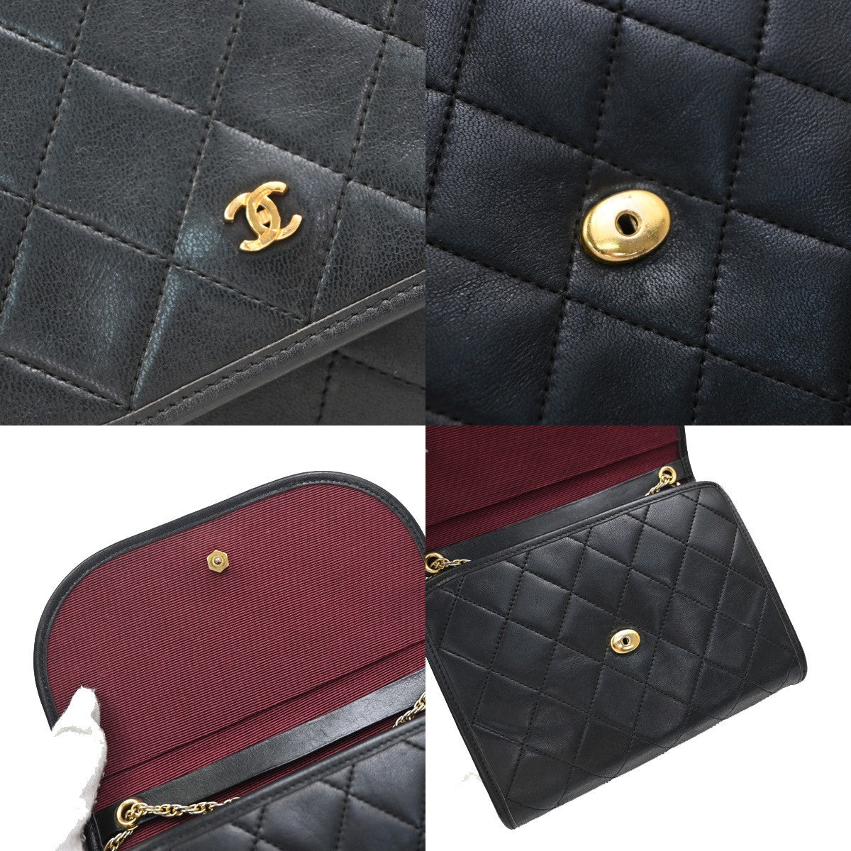 Chanel Vintage Round Flap Bag Quilted Lambskin, BLACK, LEATHER, Shoulder bag