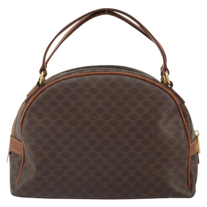 Celine Vintage Macadam Handbag Canvas and Leather, BROWN, CANVAS, Handbag