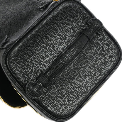 Chanel Vintage Timeless Cosmetic Case Caviar, BLACK, LEATHER, Clutche & pouche