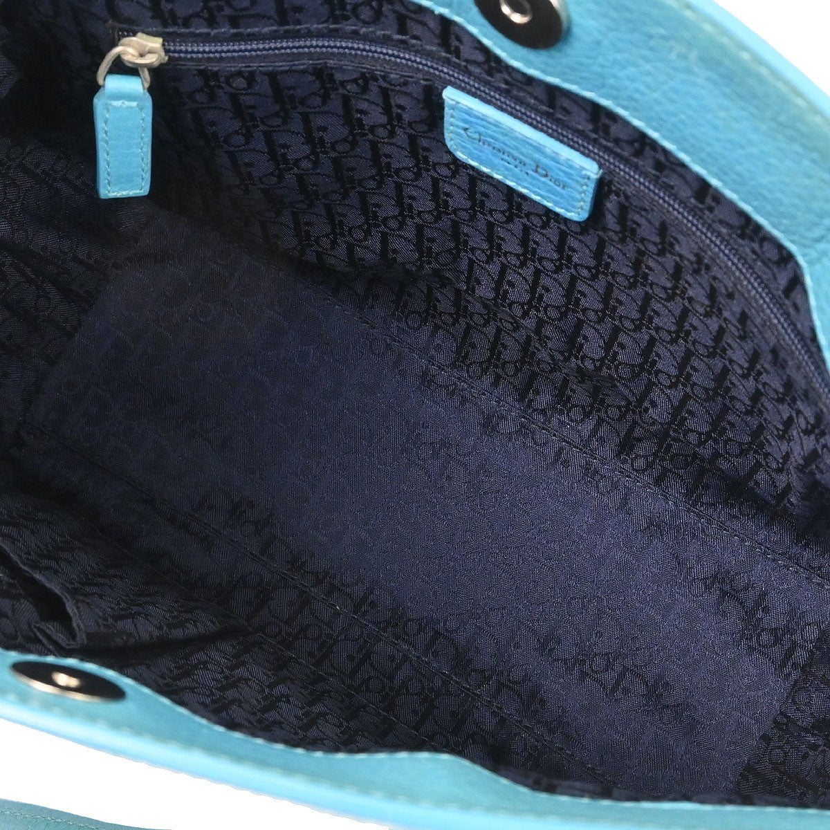 Christian Dior Vintage Tote Leather, TURQUOISE, LEATHER, Tote bag