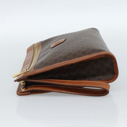 Celine Macadam Pochette Canvas, Brown, Canvas, Clutch