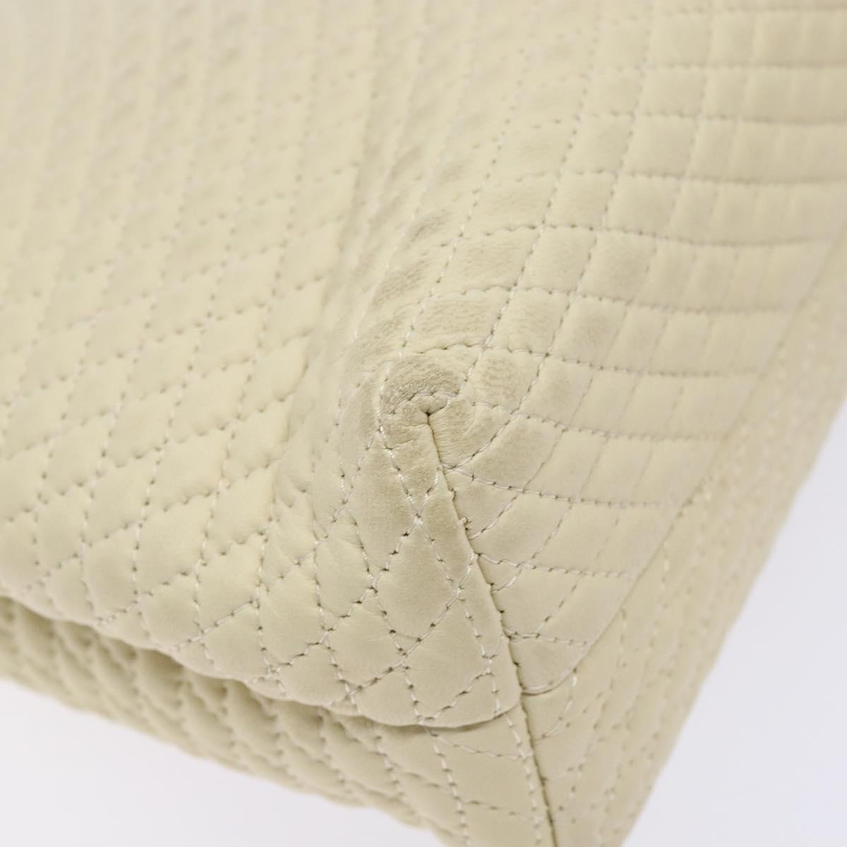 Bally Vintage Flap Handbag Quilted Leather, Ecru, Leather, Handbag