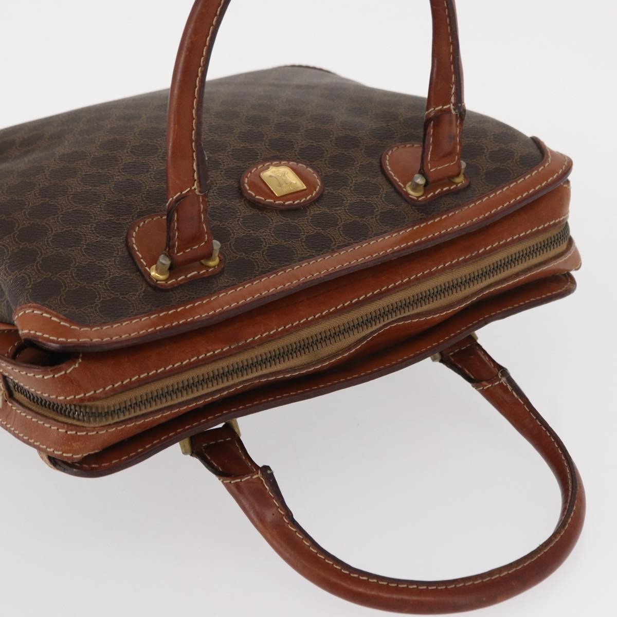 Celine Vintage Macadam Handbag Canvas and Leather, BROWN, CANVAS, Handbag