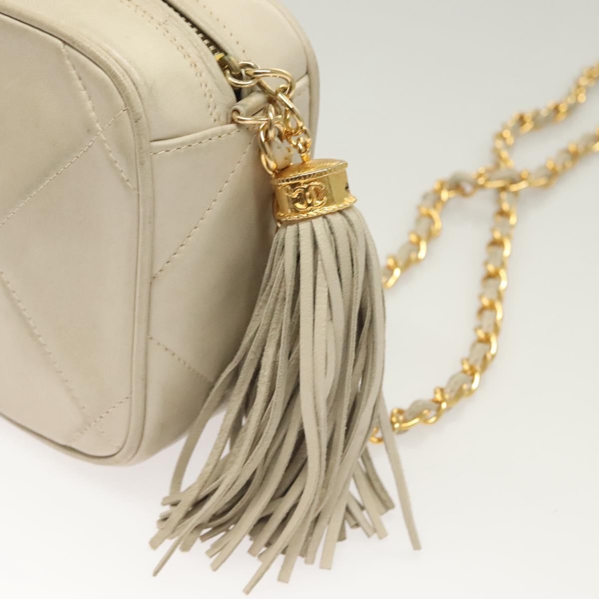 Chanel Vintage Diamond CC Camera Bag Quilted Lambskin, BEIGE, LEATHER, Shoulder bag
