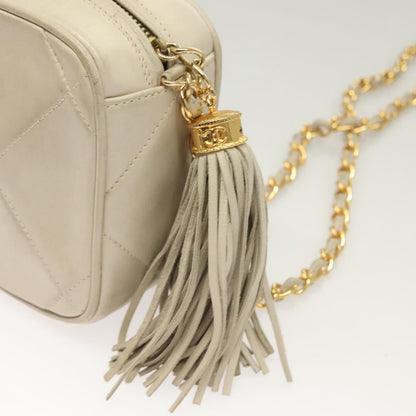 Chanel Vintage Diamond CC Camera Bag Quilted Lambskin, BEIGE, LEATHER, Shoulder bag